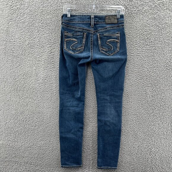 Silver Suki Jeans Skinny Womens 26/29 Blue Stretch Denim Heavy Stitching - Picture 2 of 10